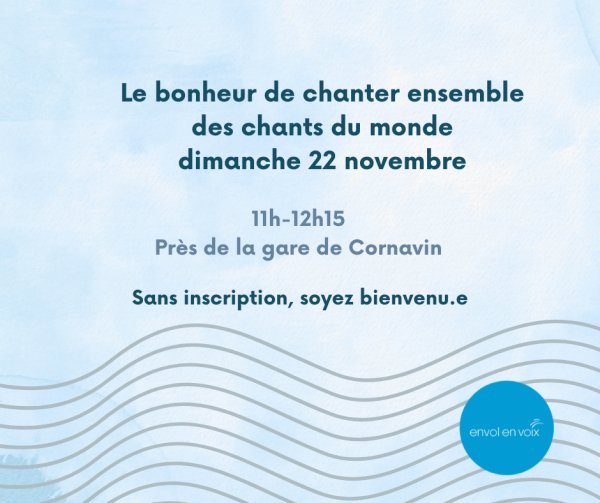 Chants du monde atelier sans inscription et ouvert à toutes et tous